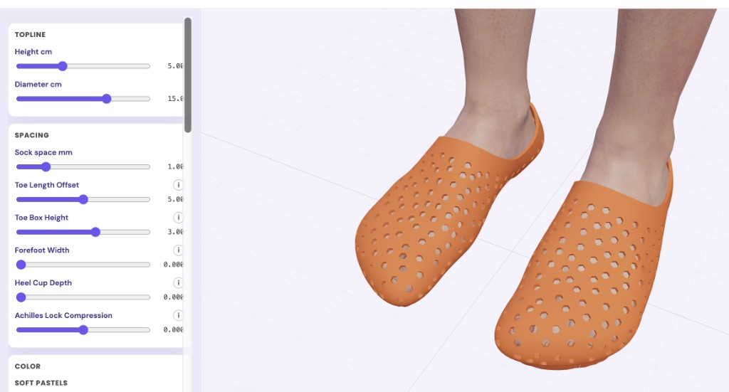 Custom 3D shoe generator with dual-foot preview and fit sliders